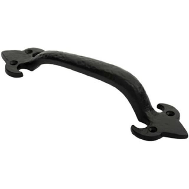 Loops Traditional Forged Iron Pull Handle 230 x 56mm Black Antique Door Handle Black unisex