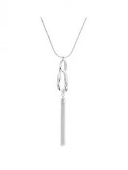 Mood Silver Plated Satin Oval Link Long Pendant Necklace