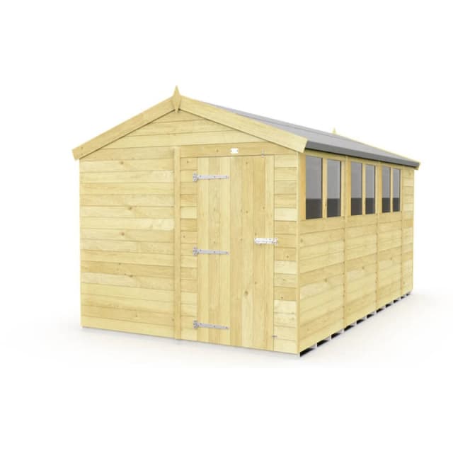 Flat Pack Sheds DIY Sheds 8 x 14 Apex Shed, Brown 8X14AFF