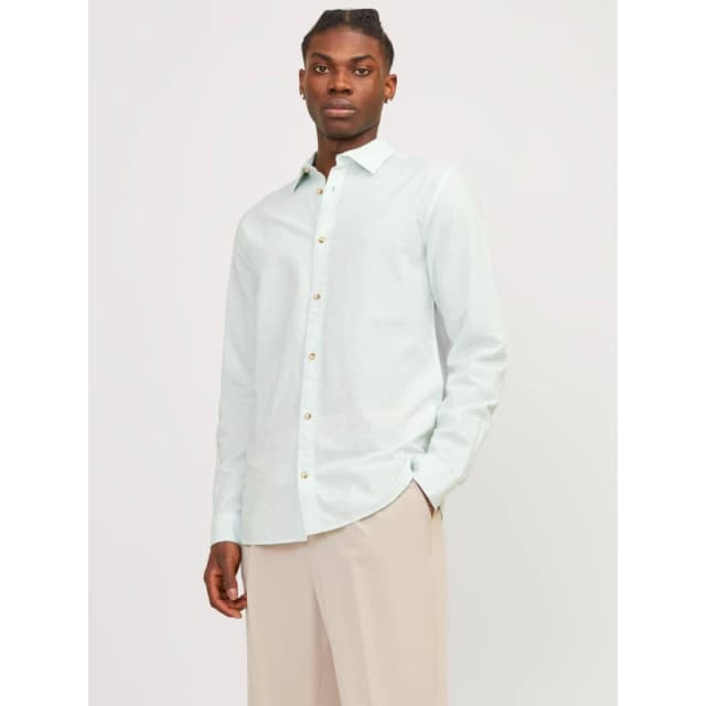 Jack and Jones Long Sleeve Linen Shirt - Blue Blue S