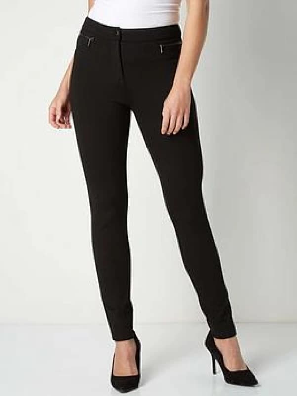 Roman Zip Detail Stretch Trouser Black