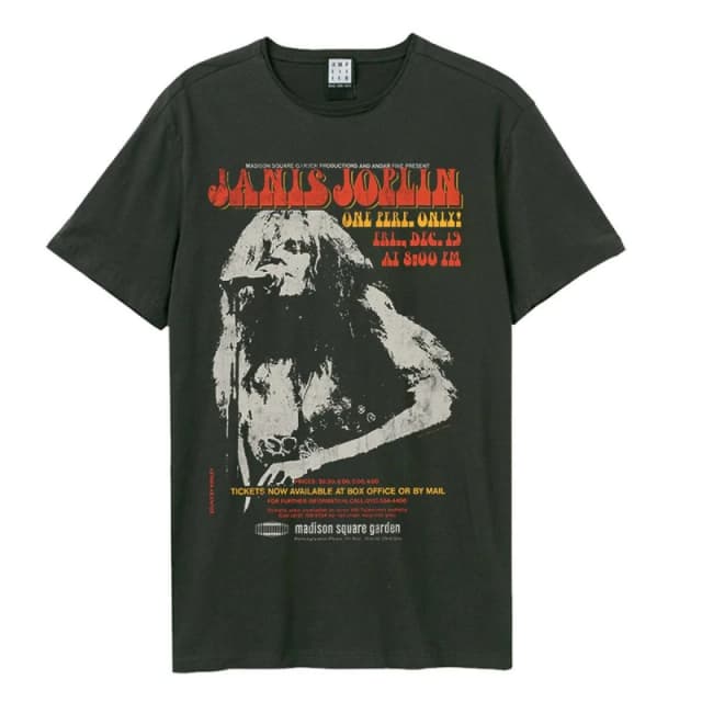 Amplified Amplified Men Madison Square Janis Joplin T-Shirt in Charcoal Size: Small Charcoal S Male 5063470364596
