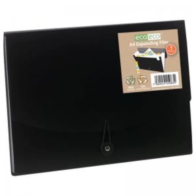 Eco Eco 50% Recycled Expanding File 7 Part A4 Black eco083-S