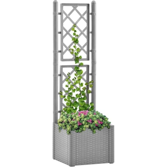 VIDAXL Garden Raised Bed with Trellis and Self Watering System Grey Vidaxl 8720286817384