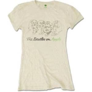 The Beatles - Outline Faces on Apple Womens X-Large T-Shirt - Neutral