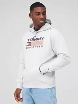Tommy Jeans Tjm Reg Athletic Logo Overhead Hoodie, Silver Grey Heather, Size L, Men