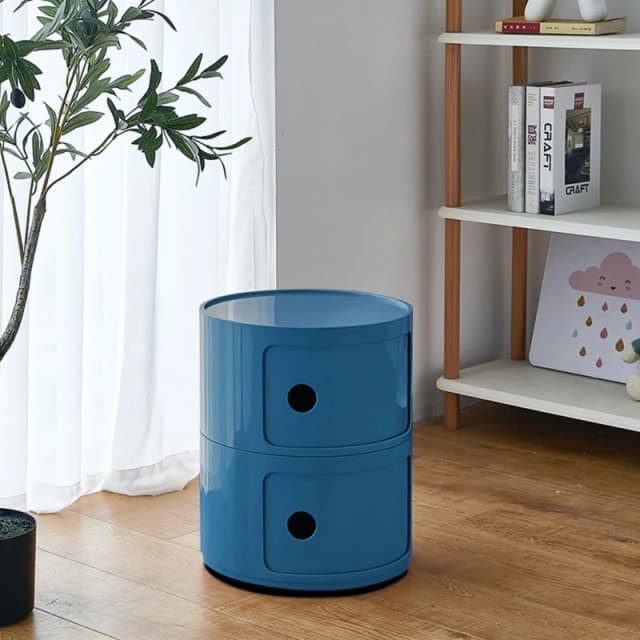 LIFE IDEAS Cylindrical Multi-Tier Plastic Drawer Unit Blue unisex 3 Tier