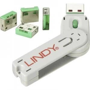 LINDY USB port lock USB-Lock + Key 4 Piece set Green incl. 1 key 40451