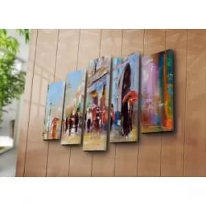 5PATK-52 Multicolor Decorative Canvas Painting (5 Pieces)