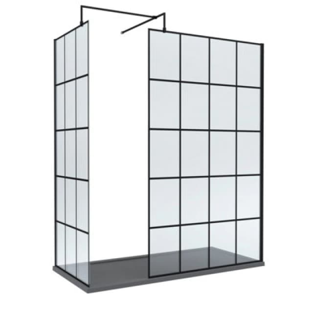 Balterley 8mm Glass Wetroom Screens Frame Design and Tray 1700 x 800mm Grey