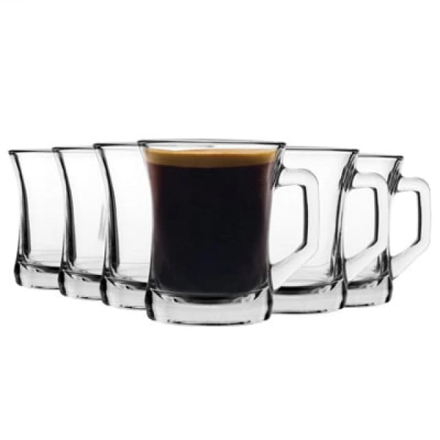 LAV Zen+ Glass Coffee Mugs - 225ml - Clear - Pack of 6 Clear unisex