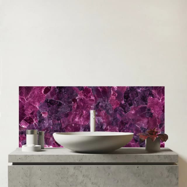 Warren Reed - Designer Cherry Quartz Effect Glass Bathroom Splashback in Black Unisex
