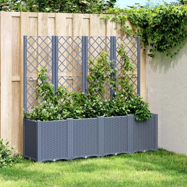 VIDAXL Garden Planter with Trellis Blue Grey 160x40x140cm pp Vidaxl 8721012410787