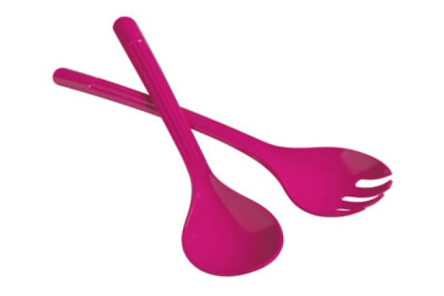 Premier Housewares Durable Salad Spoon And Fork Set, Portable Serving Spoon And Fork Set, Lightweight Spoon And Fork Set Pink