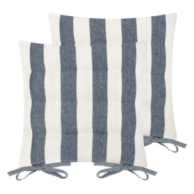 Yard Hayle Striped 100% Cotton Seat Pads - 2 Pack in Navy Size: 40cm x 40cm Navy Unisex 40cm x 40 cm