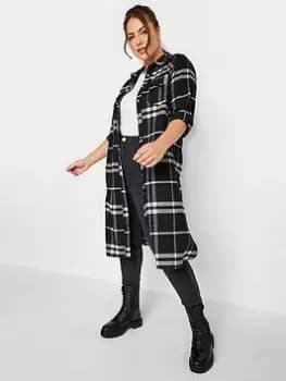 Yours Maxi Check Shirt Mono Check, Black, Size 18, Women