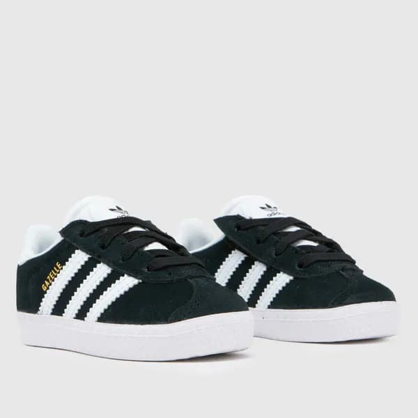 adidas Black & white gazelle Toddler trainers Black / white UK 4