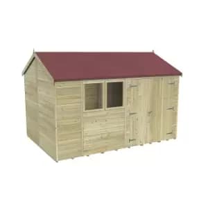 Forest Garden Timberdale 12X8 Reverse Apex Pressure Treated Tongue & Groove Solid Wood Shed With Floor (Base Included)