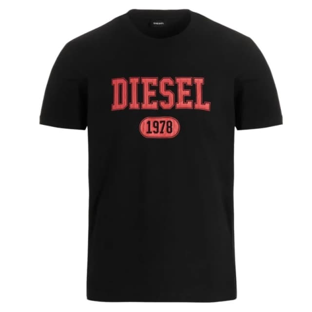 Diesel Mens 1976 Varsity Logo Black T-Shirt Size: Small Black Male S