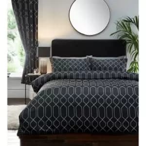 Meyer Duvet Cover Set Black/Silver Single Bedding Set - Black - Portfolio
