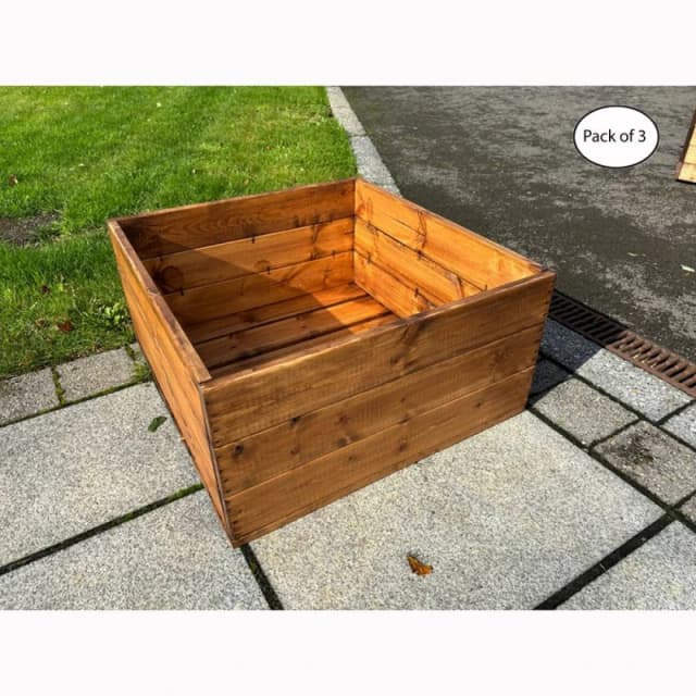 Charles Taylor Multi Pack of 3 - Country Kitchen Large Raised Bed Planter - Timber in Light Brown Light Brown Unisex
