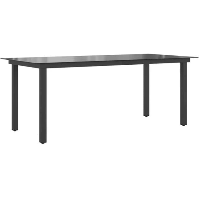 vidaXL Garden Dining Table Glass Aluminium 190x90x74cm Black Outdoor Patio