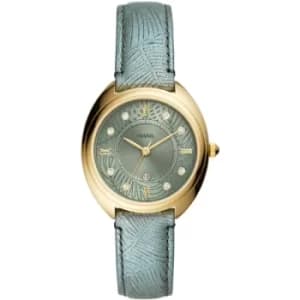 Ladies Fossil Gabby Three-Hand Date Green Leather Watch
