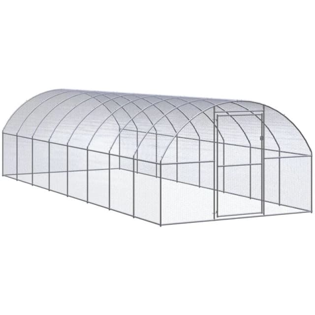VIDAXL Outdoor Chicken Coop 3x8x2 m Galvanised Steel Vidaxl 8720286844892