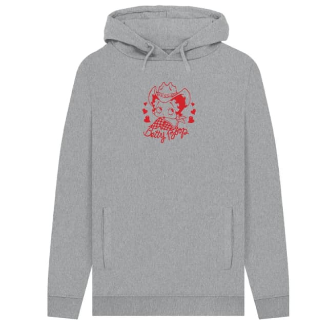 Betty Boop Mens Country Hoodie in Grey Size: Small Grey Male S