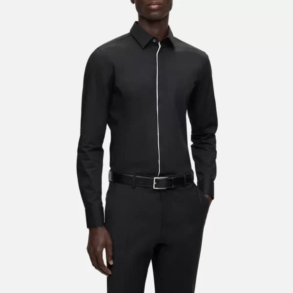 BOSS Black Mens H-HANK-party2-221 Piping Detail Long Sleeved Shirt - Black - 41 /L