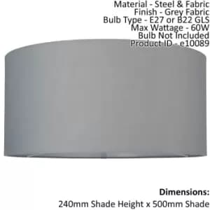 Straight Sided Cylinder Lamp Shade Grey Fabric 60W E27 or B22 GLS e10089