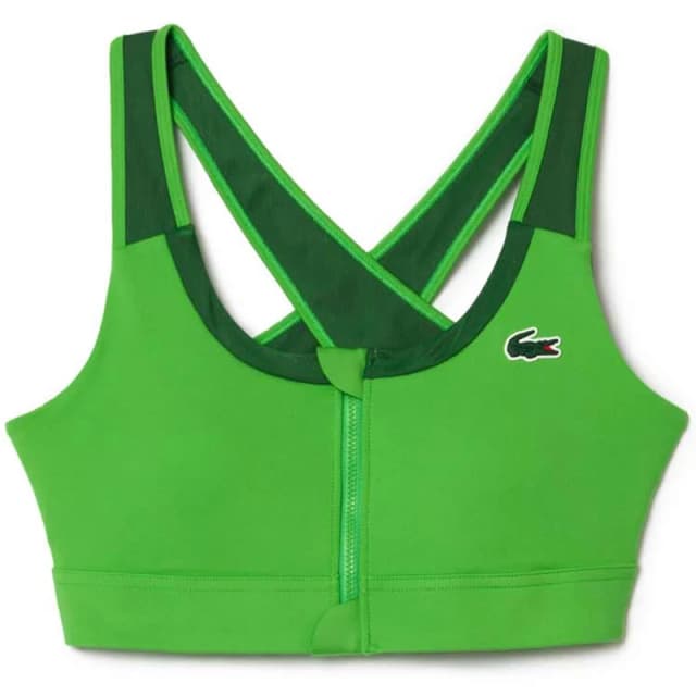 Lacoste Sport Zipped Colour Block Stretch Bralette Green female L