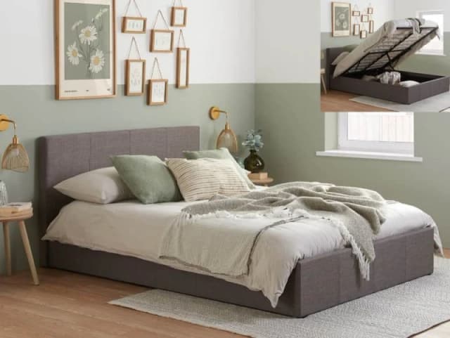 Birlea Berlin Grey Fabric Ottoman Bed Frame - 5ft King Size