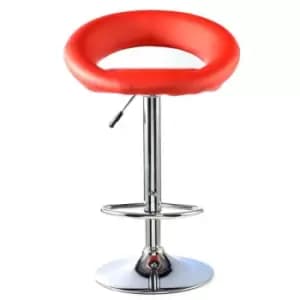 Furrai Bar Stool PU Chrome & Red (2s)