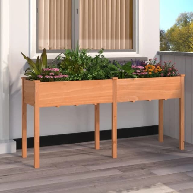 vidaXL Planter w/ Liner Brown 161x45x76cm Solid Wood Fir, Brown 364237