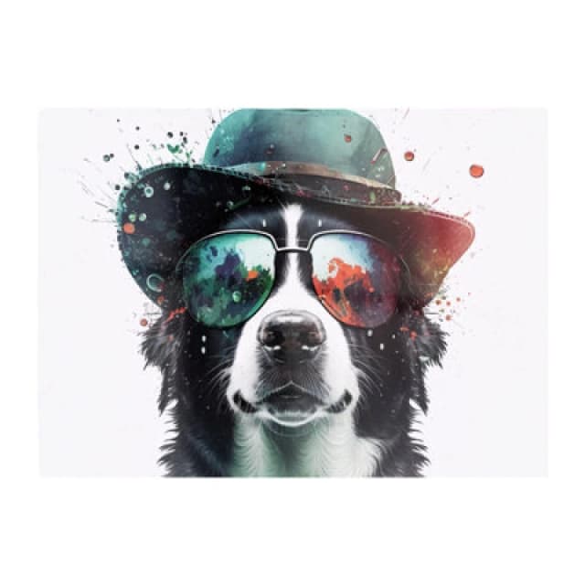 Warren Reed Designer Border Collie Dog Face Splashart Chopping Board