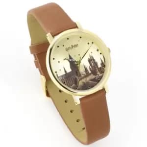Harry Potter Unisex Adult Hogwarts Analogue Watch (One Size) (Brown/Gold)