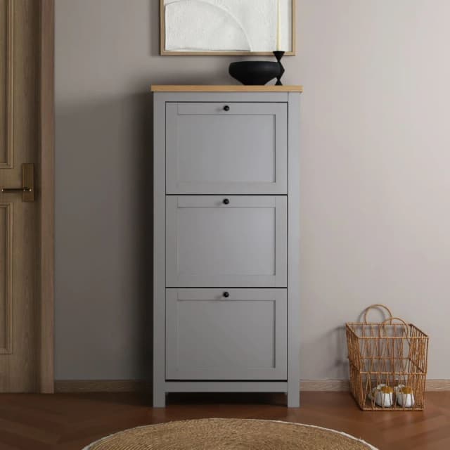 Home Garden Direct Wiltshire Shoe Cabinet - Grey Grey Unisex