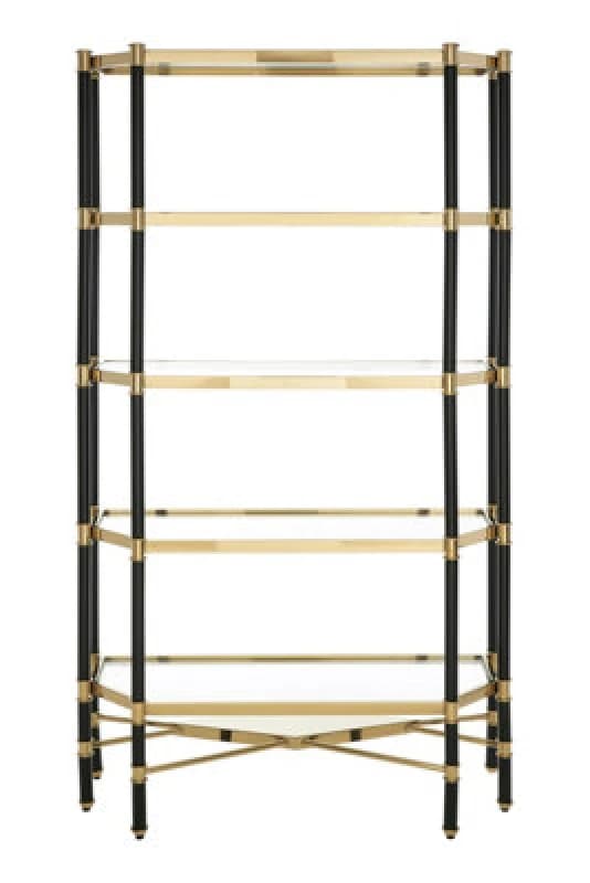 Premier Housewares 5-Tier Shelf Unit, Modern Storage Solution, Gold Shelf Unit, Gold and Glass Shelving Unit, Gold Shelf Unit Gold