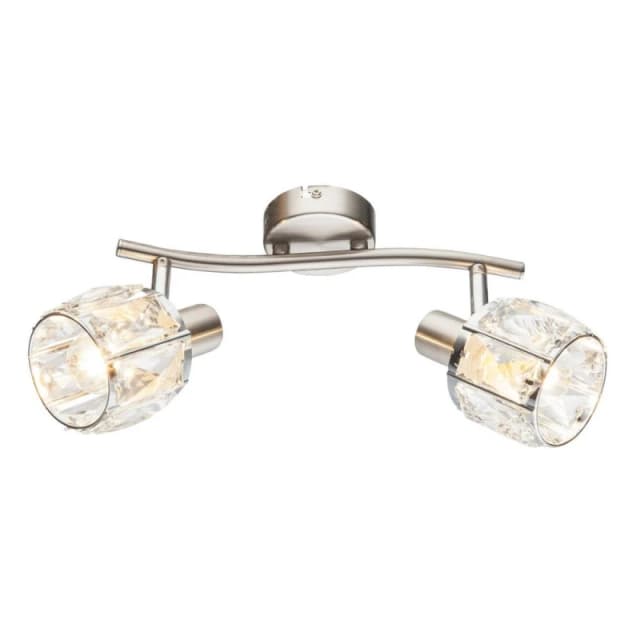 Netlighting Kris Twin Ceiling Spotlight Nickel Matt 2x E14 in Grey Grey Unisex