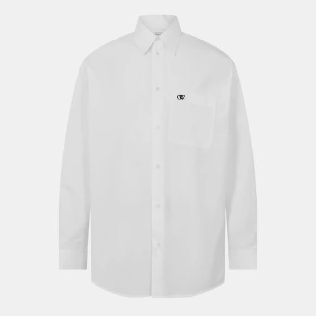 Off White Mens Off-White Structured Fit Overshirt White/Black male XS
