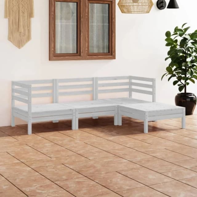 VIDAXL 4 Piece Garden Lounge Set Solid Pinewood White Vidaxl 8720286685501