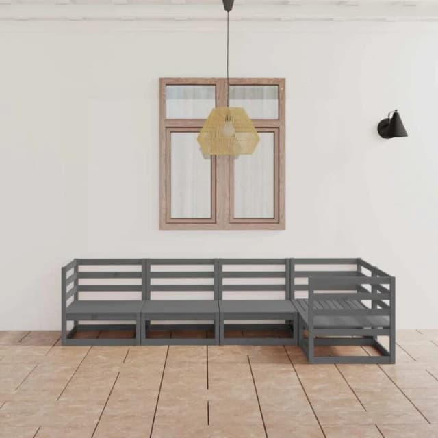 VIDAXL 5 Piece Garden Lounge Set Grey Solid Wood Pine Vidaxl 8720286466599