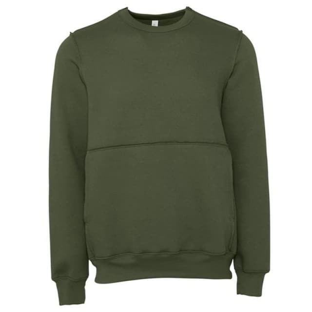 Bella + Canvas Mens Raw Seam Pullover in Green Size: XS Green Male XS