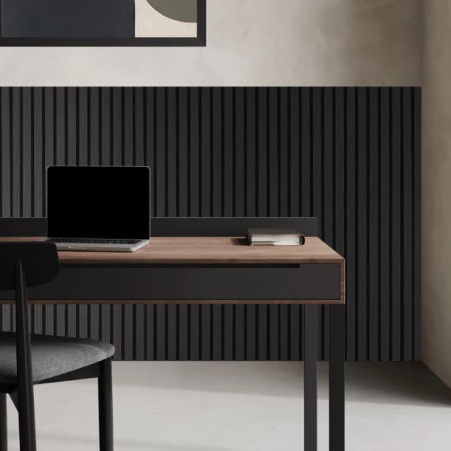 Fuse Acoustic Wall Panels Acoustic Wooden Wall Panel in Charcoal Oak, 1.2m x 0.6m in Black Unisex