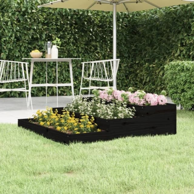 vidaXL Planter Black 107x107x27cm Solid Wood Pine, Black 823917