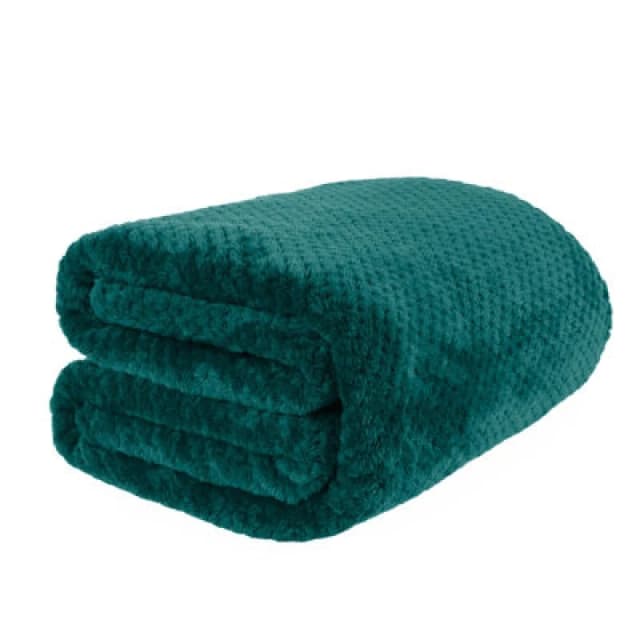 OHS OHS Luxury Large Waffle Honeycomb Mink Warm Throw in Teal Size: 150cm x 200cm Teal 150cm x 200cm Unisex 5027434168620