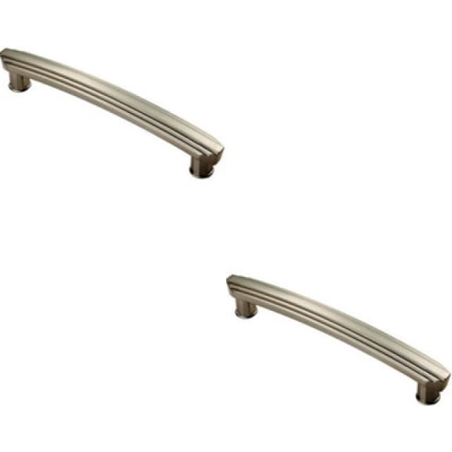 Loops 2x Ridge Design Curved Cabinet Pull Handle 160mm Fixing Centres Satin Nickel Metallics unisex