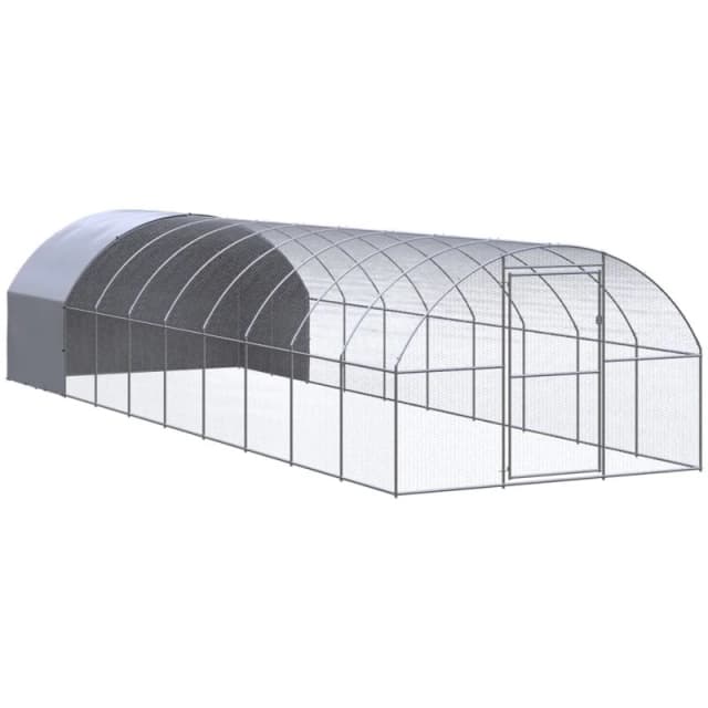 VIDAXL Outdoor Chicken Coop 3x10x2 m Galvanised Steel Vidaxl 8720286844991