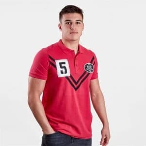 Rugby Division Silver Off-Field Rugby Polo Shirt Mens - Raspberry